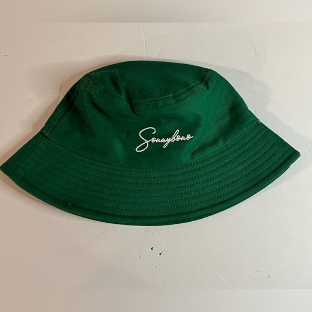 Sonny Bono Green Bucket Hat - 100% Cotton Casual Style